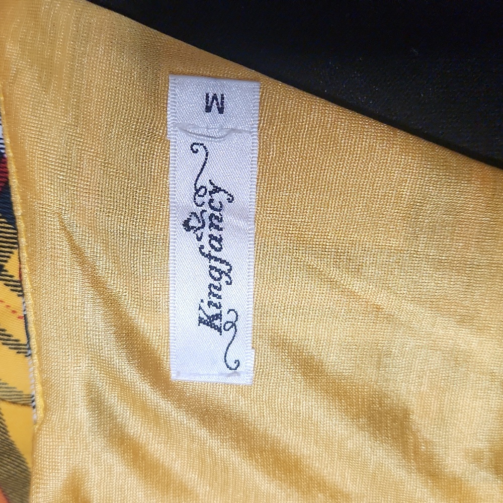 Kingfancy Yellow Plaid Retro Dress, Size Medium - Picture 7 of 8